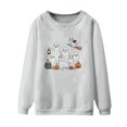 thumbnail image 4 of NMMUED Kawaii Halloween Graphic Pullovers for Women Oversized Sweatshirts Crew Neck Long Sleeve Spooky Season Clothes Light Gray 3XL, 4 of 4