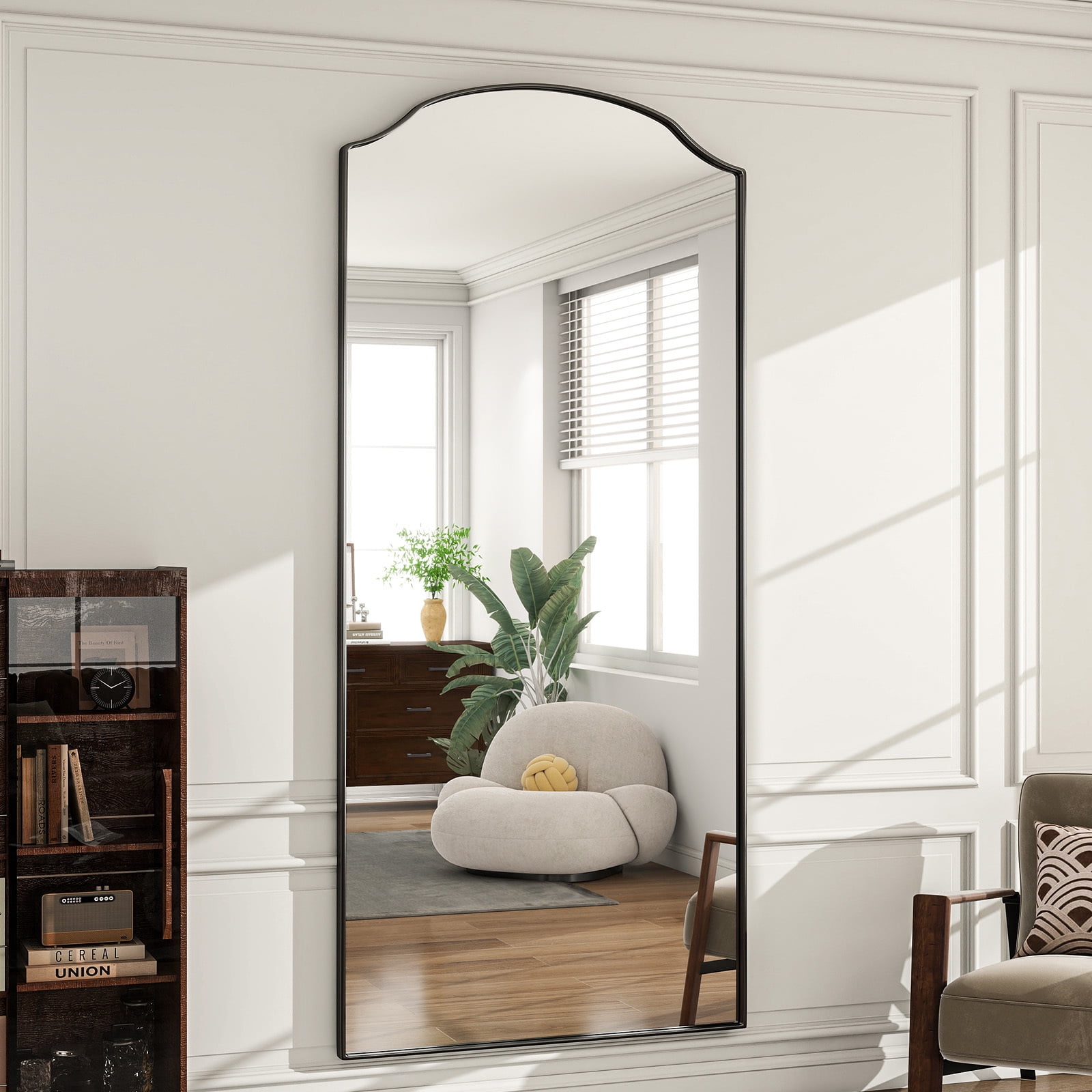 AUROMIR 71"x32" Arched Full Length Mirror Floor Mirror with Stand, Black
