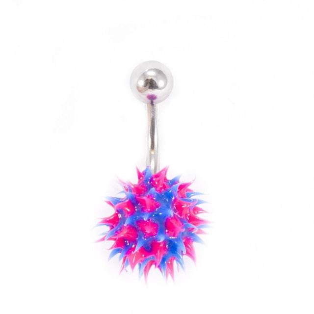 Belly Button Ring Navel Piercing with Spike Silicone Ball