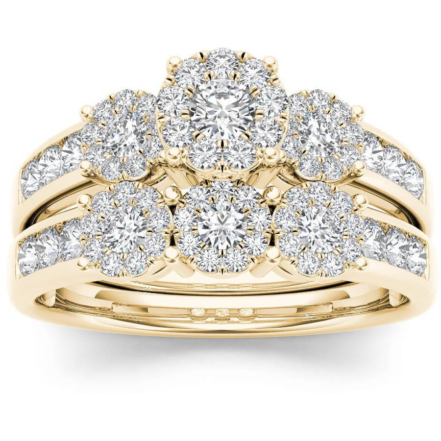 Imperial 1 Carat T.W. Diamond Cluster 10kt Yellow Gold Engagement Ring Set by Imperial Jewels