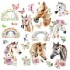 thumbnail image 1 of 8 hojas de pegatinas autoadhesivas para ventana con diseño de caballo, arcoíris, flores y mariposas, para pared, de vinilo de PVC, impermeables, para decoración., 1 of 9