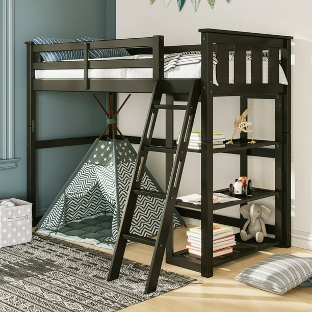 Better Homes & Gardens Kane Twin Loft Bed, Black - Walmart.com