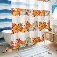 thumbnail image 5 of No Hook Shower Curtain with Built-in Rings - Pumpkins Fall Thanksgiving Washable Waterproof Fabric Bathroom Curtains for Hotel,Rentals, 72 X 72 Inch Long , Farmhouse Autumn Leaves Floral, 5 of 9