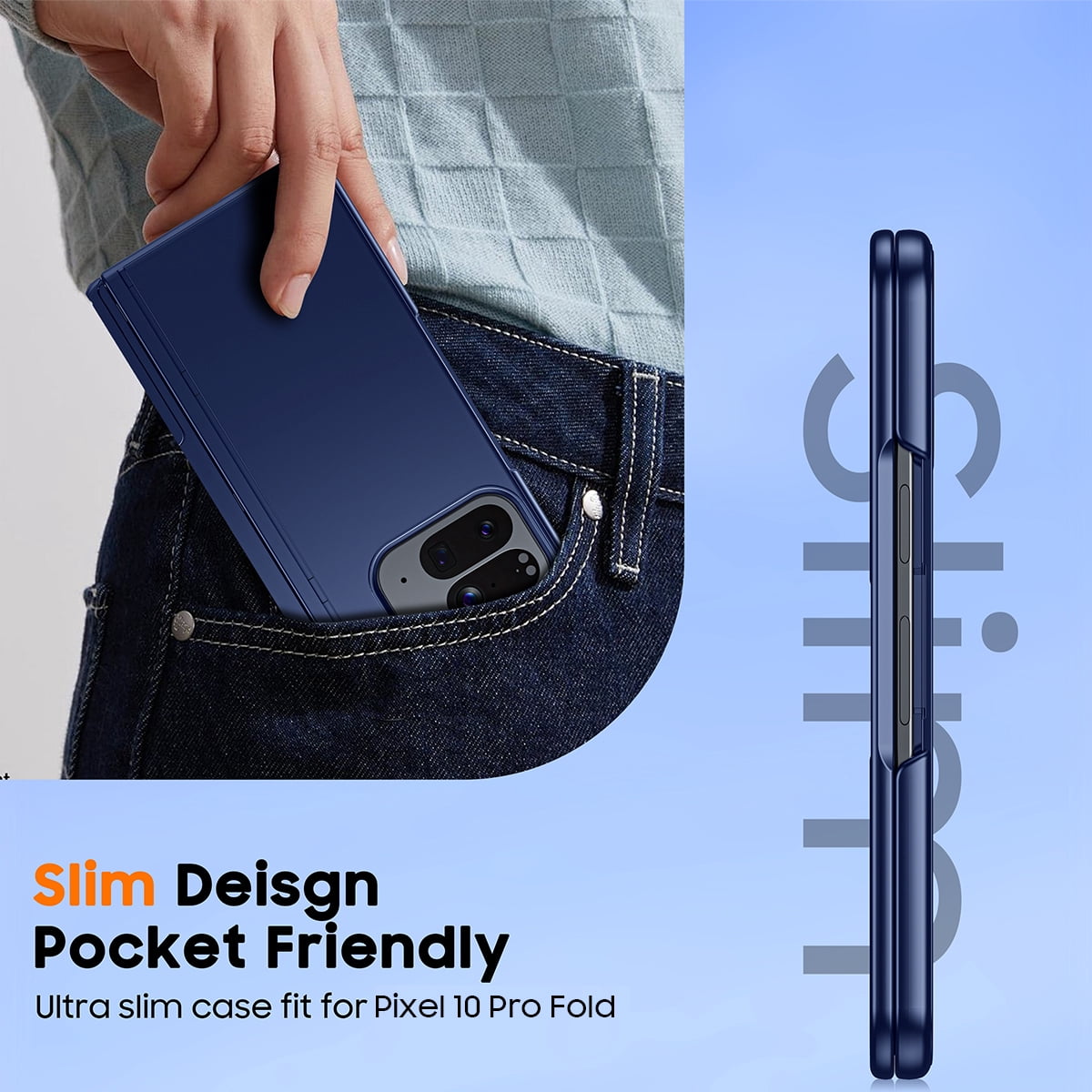 Vizvera Magnetic for Google Pixel 10 Pro Fold Case with Stand, Fit for Magsafe, Hinge Protection, Screen Protector, Built-in Hidden Kickstand, Slim Shockproof Phone Case-Blue