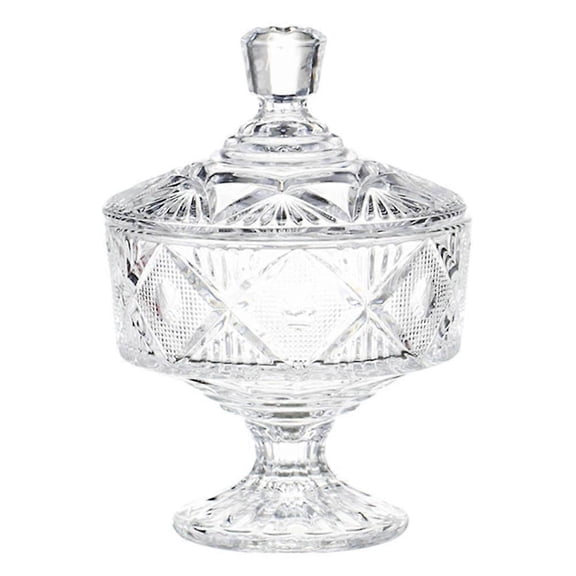 Candy Bowl Glass Crystal Bowl Jewelry Box Shower Tote Storage Rack Box Cookie Embossed Jar Lid Decorative Container