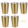 thumbnail image 5 of 5Pcs Stainless Steel Cups, Gold Shatterproof Metal Drinking Cups, Stackable Stainless Steel Tumblers for Travel, Camping, Outdoor Activities, 5 of 7