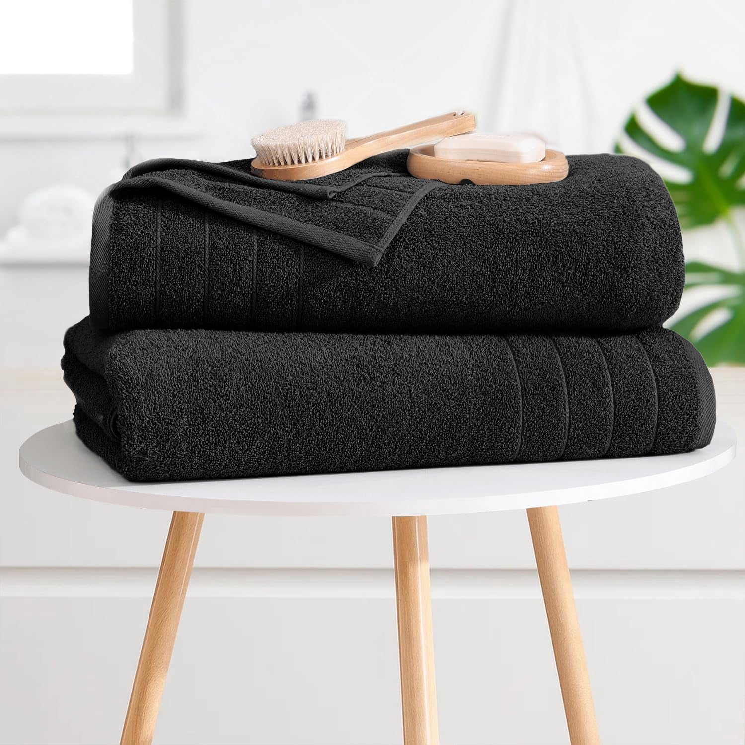 Dan River Bath Towel 30x60 pack of 4 Ultra Soft Quick Drying Large Cotton Towel - Black