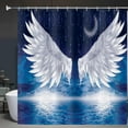 thumbnail image 6 of Angel Wings Shower Curtains White Feather Moon Cloud Sea Bathroom Decor Polyester Fabric Shower Curtain Sets with Hooks Great Gift, Blue White 84x72 Inch, 6 of 6