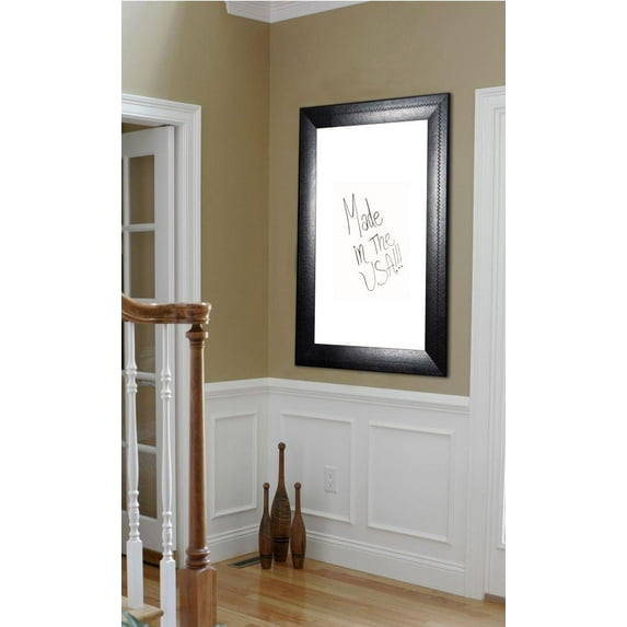 American Made Rayne Stitched Whiteboard-Finish:Black,Shape:Rectangle