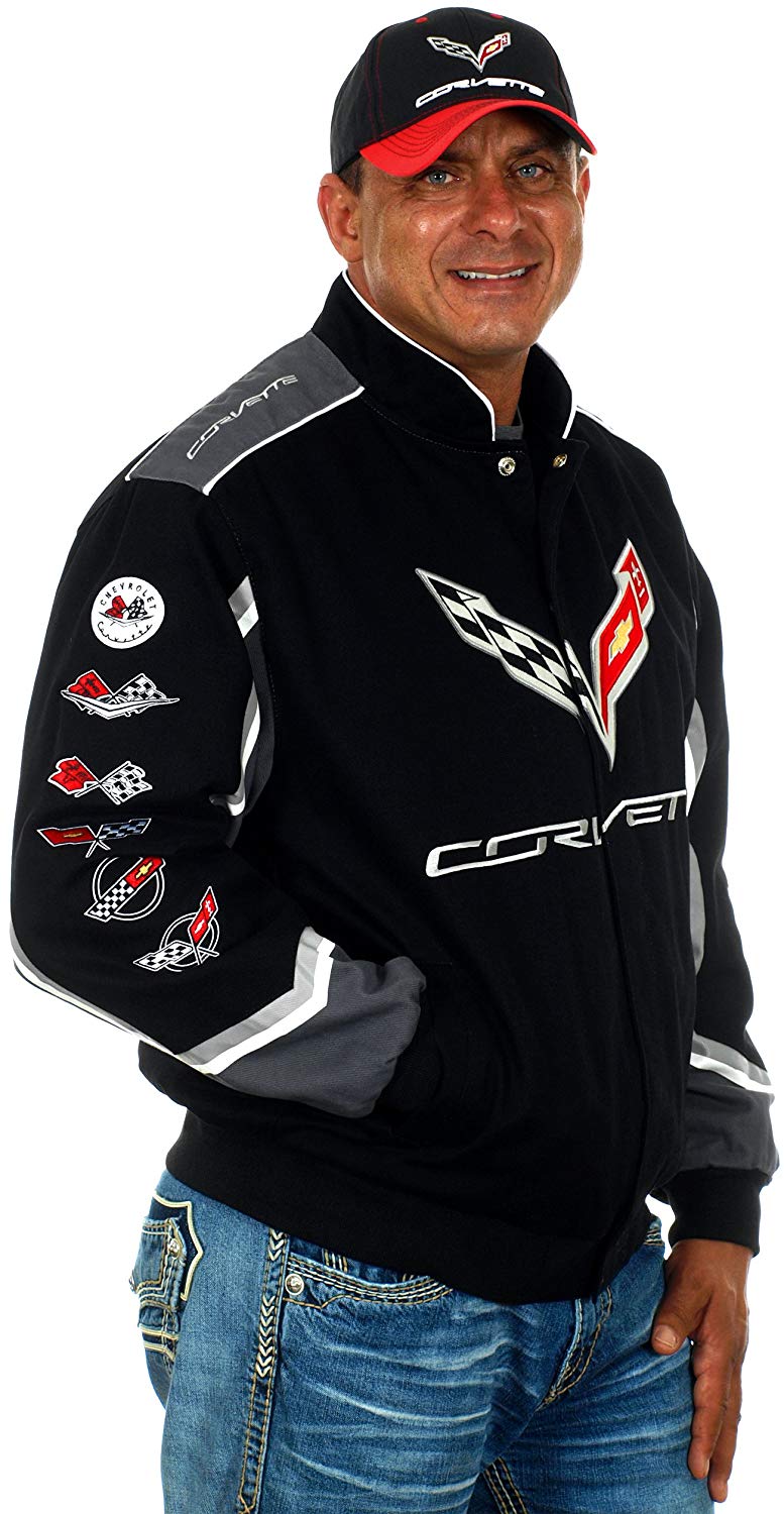 Size  XL Corvette Black Cotton Embroidered  Jacket JH Design  New XL