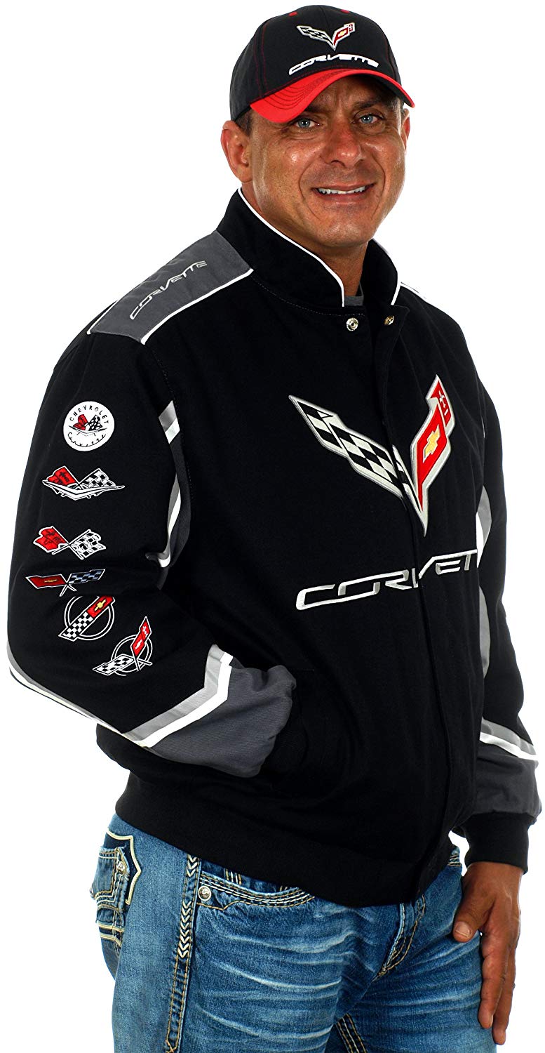 Size XL Corvette Black Cotton Embroidered Jacket JH Design New XL