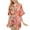 Coral, variant on Women's Summer Kimono Robe Short Pjs Satin Bride Soft Floral Printed V Neck Silky Bathrobe Navy Medium
