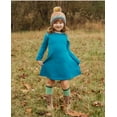 thumbnail image 4 of Girls Lightweight Soft Cotton Fleece A-Line Dress| Navy, 4 of 5