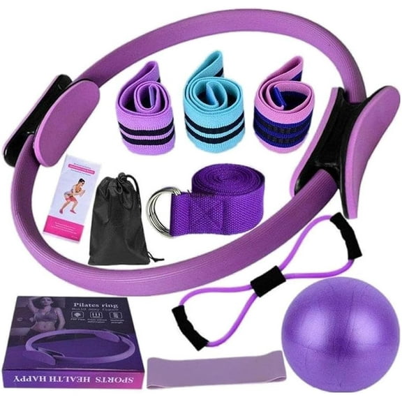 Pilates Kit for Women, 11-in-1 Pilates Ring Set with Booty Bands, Yoga Ball, Figure 8 Resistance Band, Core Sliders & More – Full Body Home Workout Equipment for Beginners & Pros