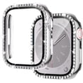 thumbnail image 1 of KOMI Case for Series 8 45mm & Series 7 45mm with Screen Protector, 2 Pack Hard PC Bling Bumper Shiny Crystal Diamond Rhinestone Protective Cover for iWatch 8 7 Accessories 45mm Women, Silver+Silver, 1 of 5