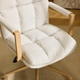 thumbnail image 3 of CZMJY Comfy Linen Office Desk Chair with Wheels & Detachable Cushions & Wood-Like Armrests,Swivel Small Computer Task Chair,Adjustable for Girl Makeup Vanity,Teen/Kids Study,Nail Tech,Sewing,White, 3 of 8