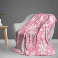 thumbnail image 5 of Winter Snowflakes Pink Throw Blanket Ultra Soft Warm All Season Christmas Decorative Fleece Blankets for Bed Chair Car Sofa Couch Bedroom 60"X50", 5 of 6
