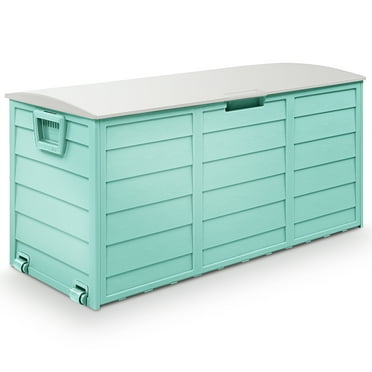 Seizeen 75 Gallon Deck Box, Outdoor Resin Storage Box, Waterproof Large Patio Lockable Storage Bin for Outside Cushions, Pool Accessories, Throw Pillows, Garden Tools, Gray&Black