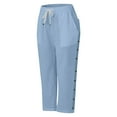 thumbnail image 6 of Women's Solid Color Cotton-Linen Elastic High-Waist Capri Pants | Beach Casual Summer Trousers, 6 of 8