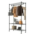 thumbnail image 6 of Legooin Metal Clothes Rack with Height Adjustable Shelves Freestanding Heavy Duty Garment Rack on Wheels Wardrobe with Wire Rack Double Hanging Closet Rods, Black, 6 of 8