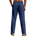 thumbnail image 5 of Lightweight Linen Jogger Pants for Men Elastic Waist Drawstring Wide Leg Pants with Deep Pockets Linen Long Pants Summer Beach Vacation Yoga Casual Sweatpants,Blue S, 5 of 5