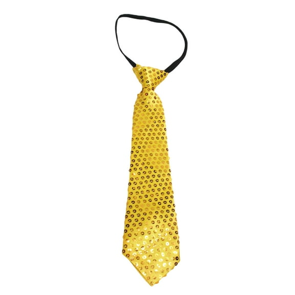 HXWCHs Men's Adjustable Sequin Necktie for Stage Dance Performance and Casual Wear Yellow One Size