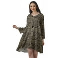 thumbnail image 1 of Moomaya Rayon Flared Dress For Womens Long Sleeve Printed V-Neck Casual Beach Dress For Girls, 1 of 7