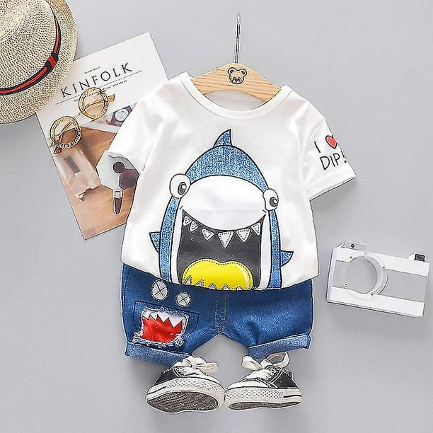 Conjunto de ropa de dibujos animados para bebes ninos y ninas bonito traje de algodon de verano para ninos de 1 2 y 3 anos conjuntos de ropa para ninos camiseta y
