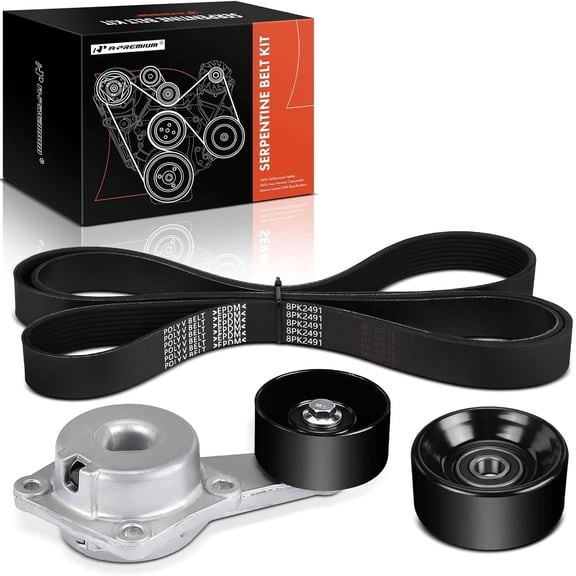 A-Premium Engine Serpentine Belt Drive Kit with Tensioner & Idler Pulley Compatible with Ford Expedition 1997-2001 & Lincoln Navigator 1998-2001, V8 4.6L 5.4L