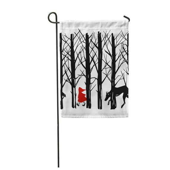 KDAGR Little Red Riding Hood Fairy Tale The Wolf Garden Flag Decorative Flag House Banner 12x18 inch