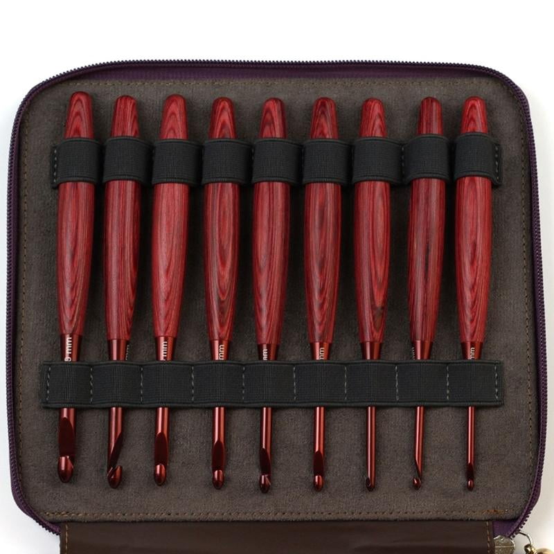 ANXPTIME 9Pcs Ergonomic Crochet Hook Wood Handle Crochet Hook for Knitting 3.5-8.0mm