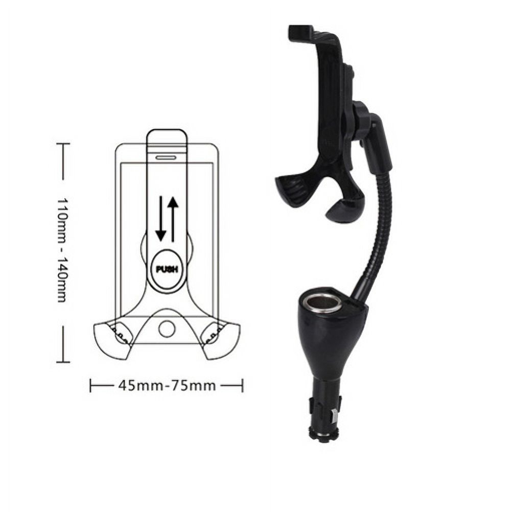 iPhone 7 Car Mount Charger Plug Holder Extra 2-Port USB Dock Cradle Gooseneck Swivel Black R1L - image 5 of 8