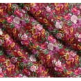 thumbnail image 3 of Soimoi Red Cotton Cambric Fabric Leaves & Pink Floral Watercolor Printed Craft Fabric by The Yard 56 Inch Wide, 3 of 7