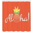 thumbnail image 3 of Ambesonne Aloha Shower Curtain, Hawaiian Theme with Pineapple, 69"Wx75"L, Burnt Sienna Lime Green, 3 of 3