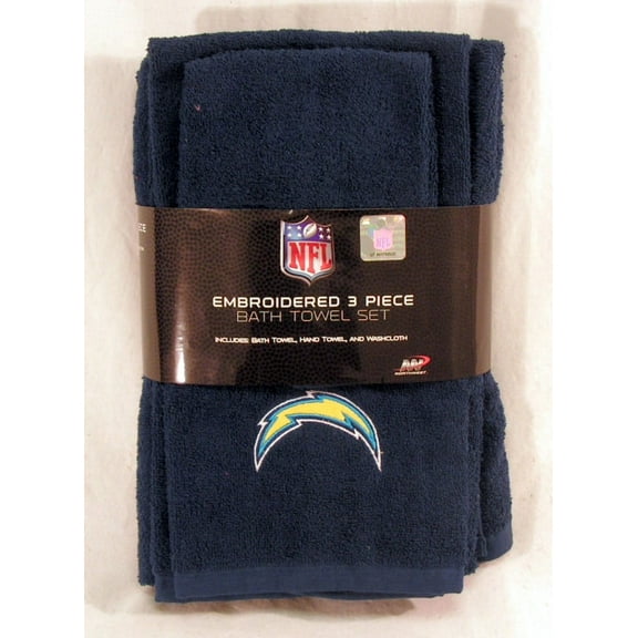 Los Angeles LA Football Chargers Embroidered  3 Piece Bath Towel Set