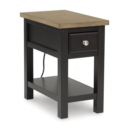 Signature Design by Ashley Drazmine 1 Drawer Chairside End Table with USB Charging, Brown