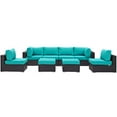 thumbnail image 4 of Modway Convene 8 Piece Outdoor Patio Sectional Set in Espresso Turquoise, 4 of 7