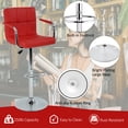 thumbnail image 5 of YRLLENSDAN Tall Bar Stools Set of 2 High Bar Chairs with Armrest Kitchen Bar Stools Swivel Adjustable Bar Stool Leather Island Chairs Set of 2 Counter Height Bar Stools with Back,Red, 5 of 7