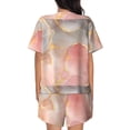 thumbnail image 6 of Uemuo Abstract Marble Texture Pattern Women's Short-Sleeved Pajama, Button-Front Loungewear, 2-Piece Summer Sleepwear, Elastic Drawstring Shorts-Small, 6 of 7