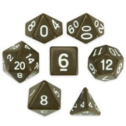 Wiz Dice Enchanted Clay Set of 7 Polyhedral Dice in Display Case-Army Brown