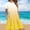 Yellow, variant on Crew Neck Dresses for Women Yellow Long Short Sleeve Loose Fit Tiered Gradient with Pocket Sundress