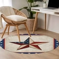 thumbnail image 5 of Independence Day Washable Round Area Rug 3.3 ft, Retro Blue Red Stars Linen Texture, Soft Non Slip Rugs Stain Repellent Indoor Felt Carpet for Living Dining Room Bedroom Home Office, 5 of 9