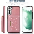 thumbnail image 2 of for Samsung Galaxy S22 Crossbody Wallet Case for Women, Bling Glitter PU Leather Phone Case with RFID Blocking Card Holder Cover for Samsung Galaxy S22 SZ Rose Gold, 2 of 9