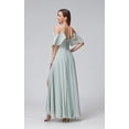 thumbnail image 2 of Vestido de dama de honor Stylefun de gasa con hombros descubiertos, rosa, largo, 2 of 7