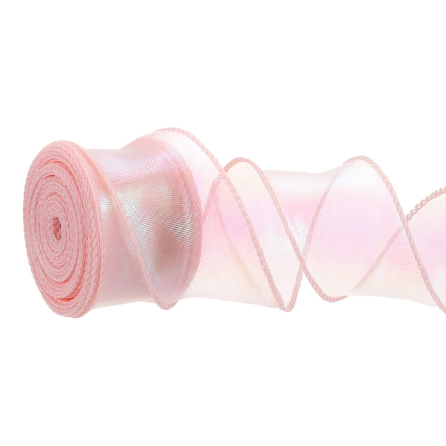 Cinta de Organza Iridiscente Uxcell Cintas de Chiffon con Alambre Brillante Cintas de Cola de Pez para Envolver Regalos Champagne