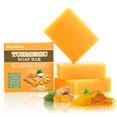 thumbnail image 1 of Umpeimvon Paquete de 3 barras de jabón de cúrcuma para limpiador facial y corporal, piel suave e hidratante, jabón de piel de cúrcuma natural, jabón de jengibre orgánico hecho a mano, para todo tipo d, 1 of 5
