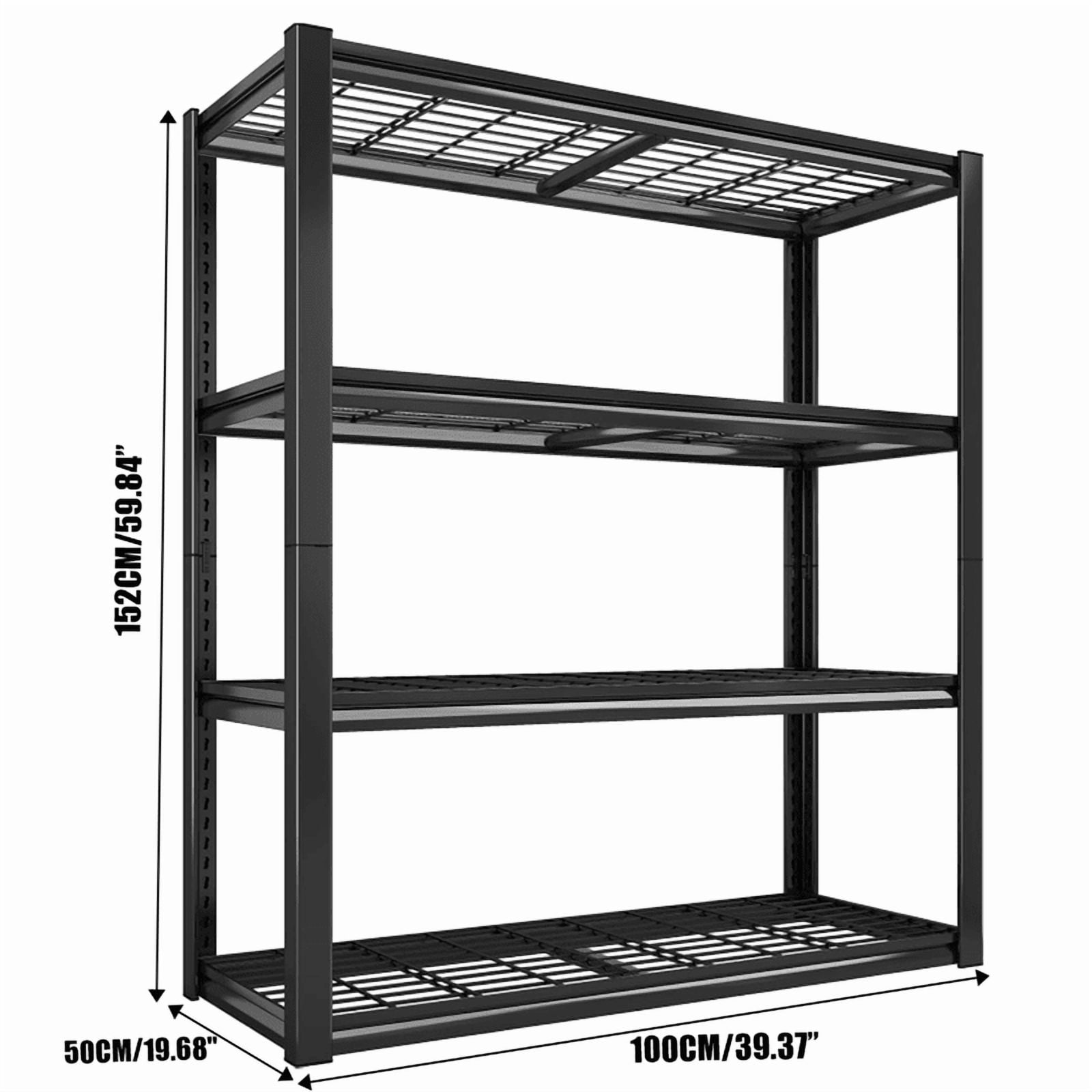 Heavy Duty Garage Shelving Unit, 4-Tier Adjustable Shelves Metal Storage Rack Storage Shelf, Utility Shelves Metal Shelf for Garage