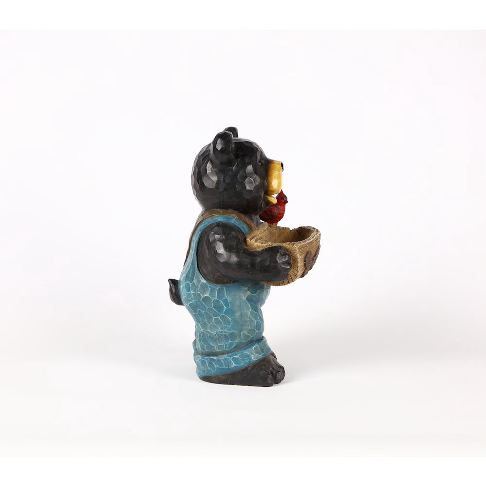 HI-LINE GIFT LTD BEAR HOLDS BIRD BATH WITH CARDINAL