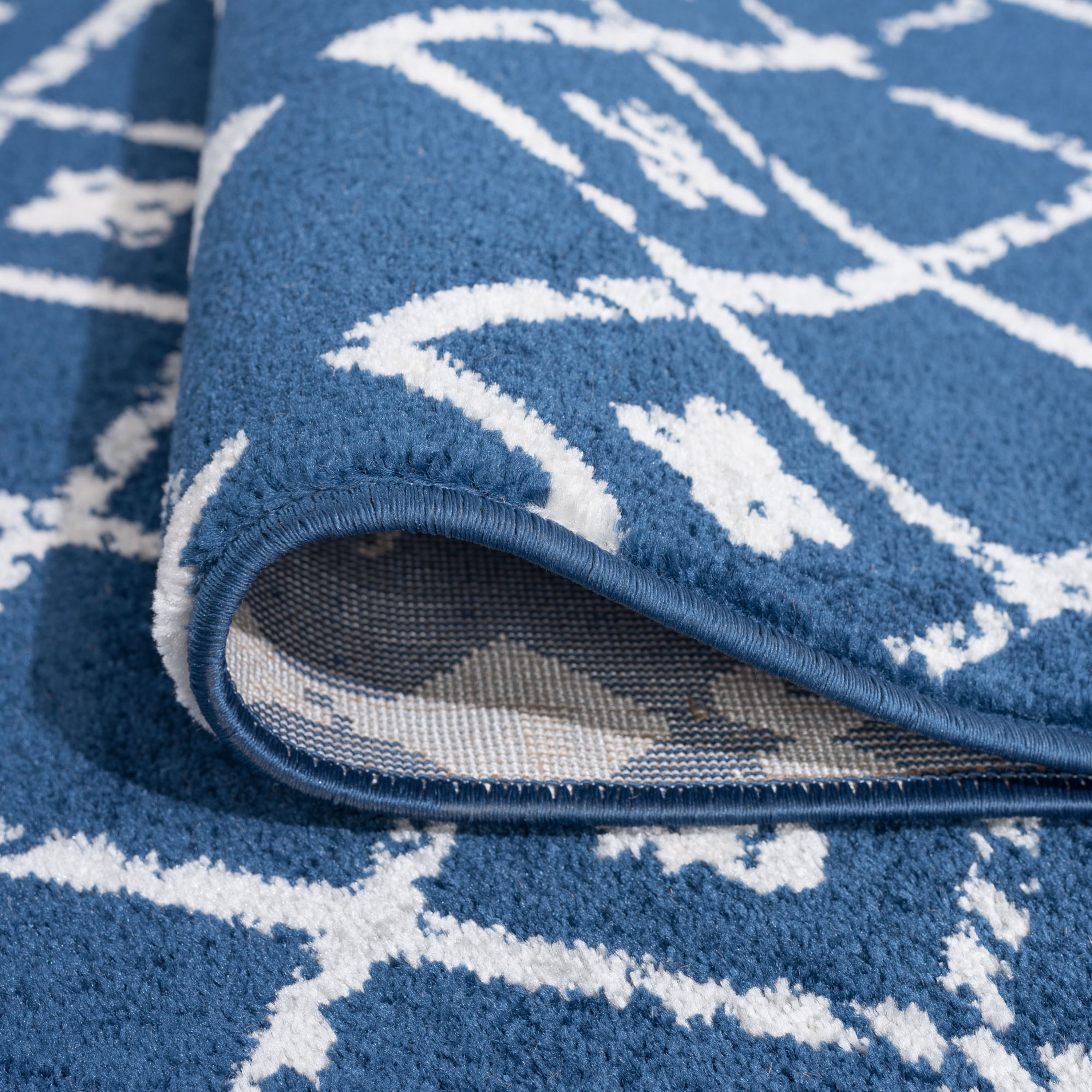 Transitional Area Rug (7'10'' Round) Geometric Navy, Gray Indoor Round Easy to Clean