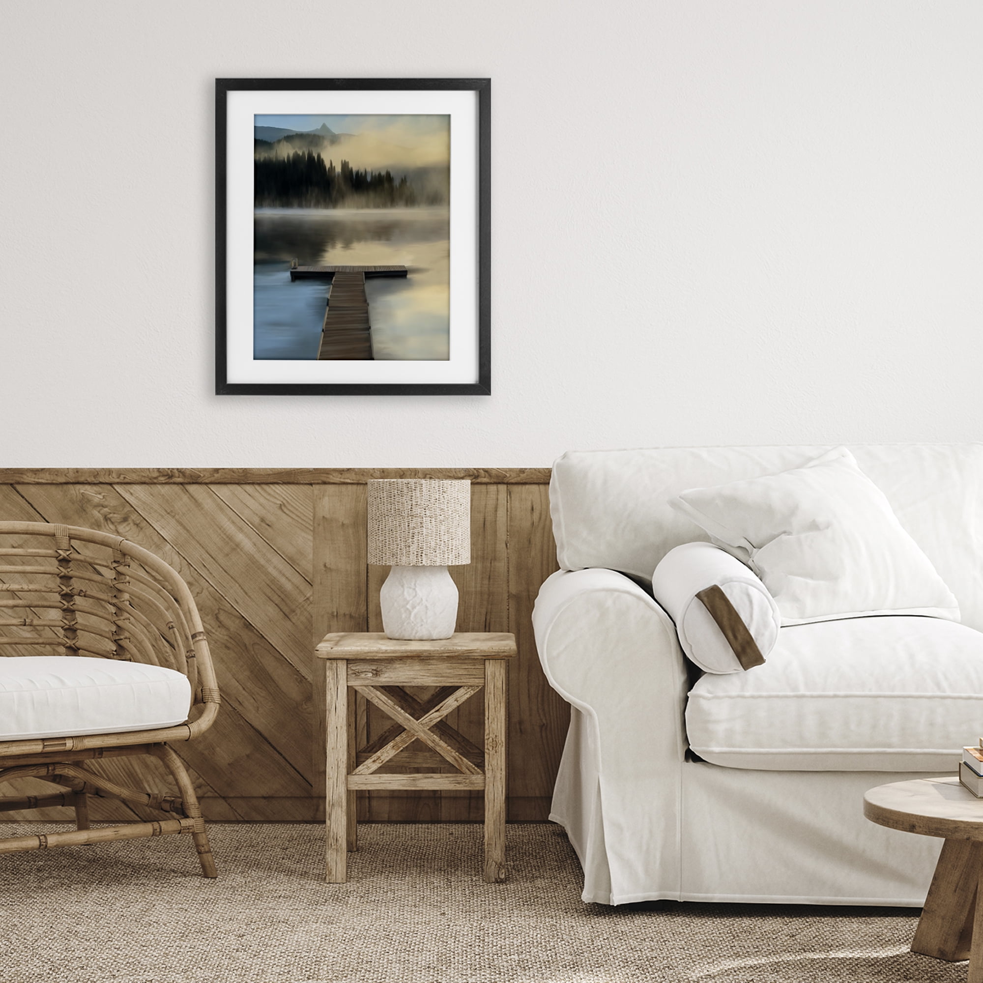 Stupell Industries Reflective Lake At Dusk Black Framed Print Under Glass, design by Renel Peters